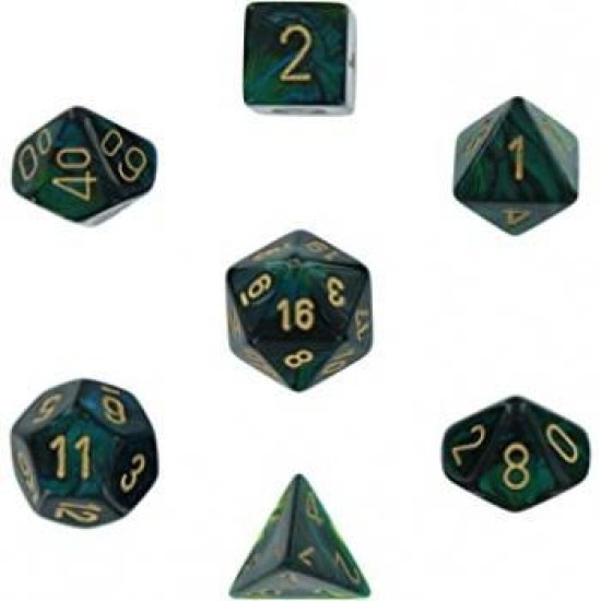 Chessex Scarab 7-Die Set - Jade With Gold