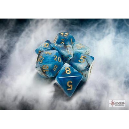 Dice Set Phantom Poly Teal-Gold (7)