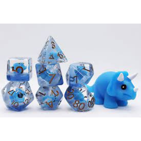 Blue Triceratops Rpg Dice Set