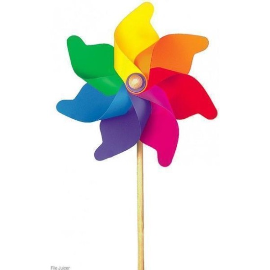 Windmolen Plastic: Regenboogwindmolen H76Xdiam.32Cm