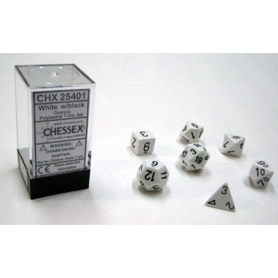 Dice Set Opa Poly White/Black (7)