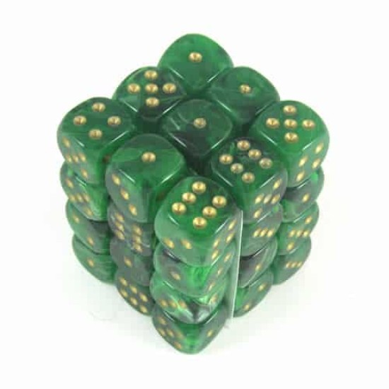 Dice Set Vortex 12Mm Green-Gold D6 (36)