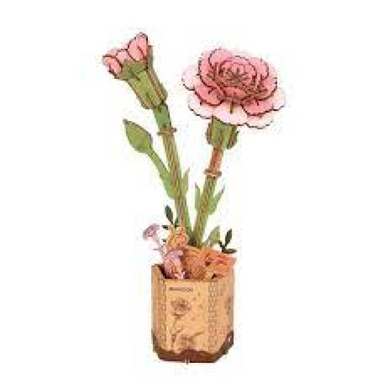 Houten Bloem Pink Carnation