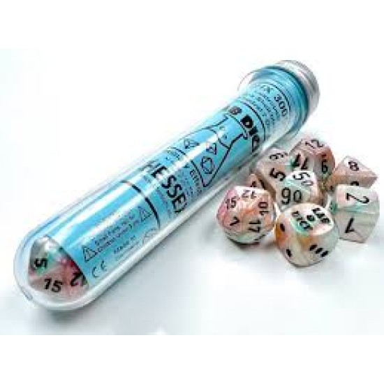 Chessex - Lustrous Polyhedral Sea Shell/Black Luminary 7-Die Set (With Bonus Die)