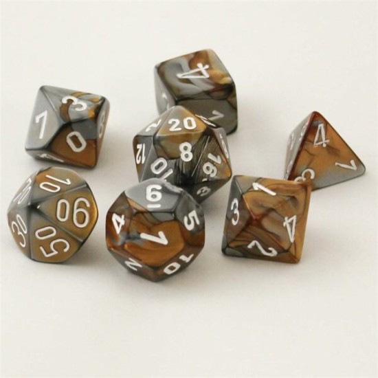 Dice Set Gemi Poly Copper-Steel Whit (7)