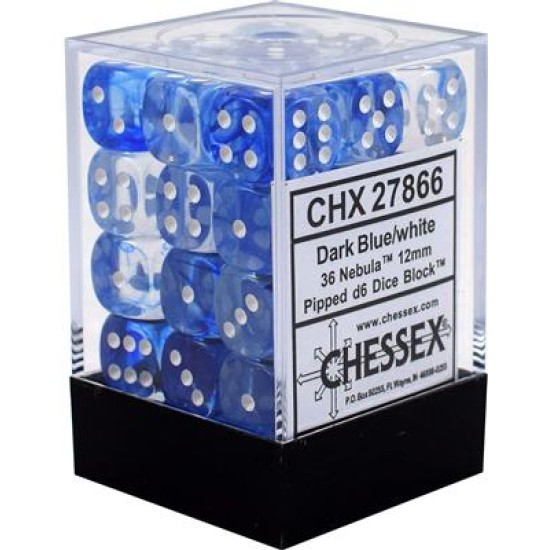 Dice Set Nebula 12Mm Dk.blue-Whi D6 (36)