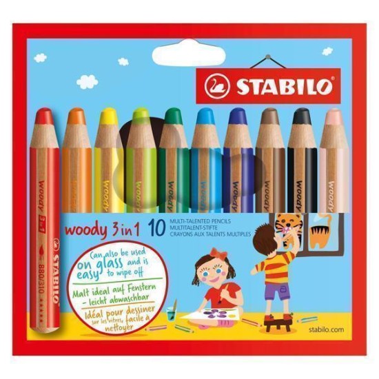 Stabilo Woody 3 In 1 - Multitalent Potlood - Set 10 Stuks