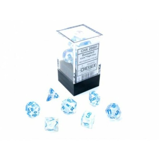 Borealis Mini-Polyhedral Icicle/Light Blue Luminary Dobbelsteen Set (7 Stuks)