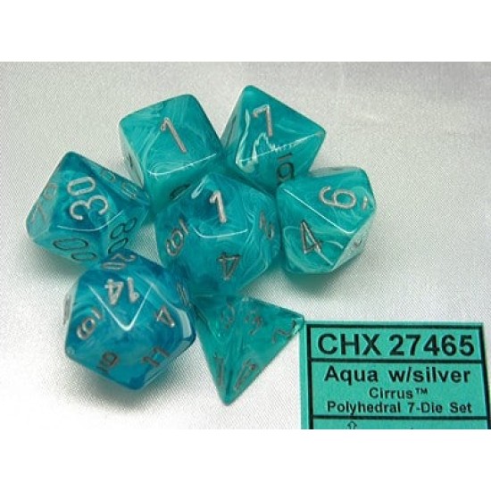 Dice Set Cirrus Poly Aqua-Silver (7)