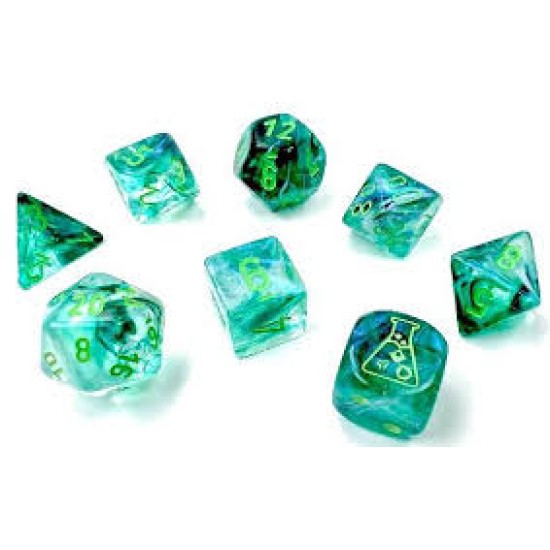 Chessex - Borealis Polyhedral Kelp/Light Green Luminary 7-Die Set (With Bonus Die)