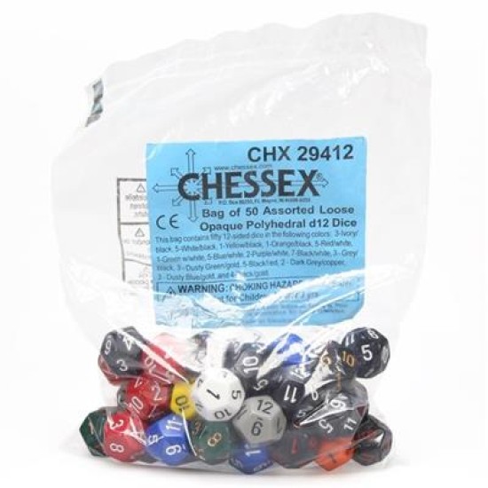 Dice Bag Of 50 Loose Opa Polyhedral D12